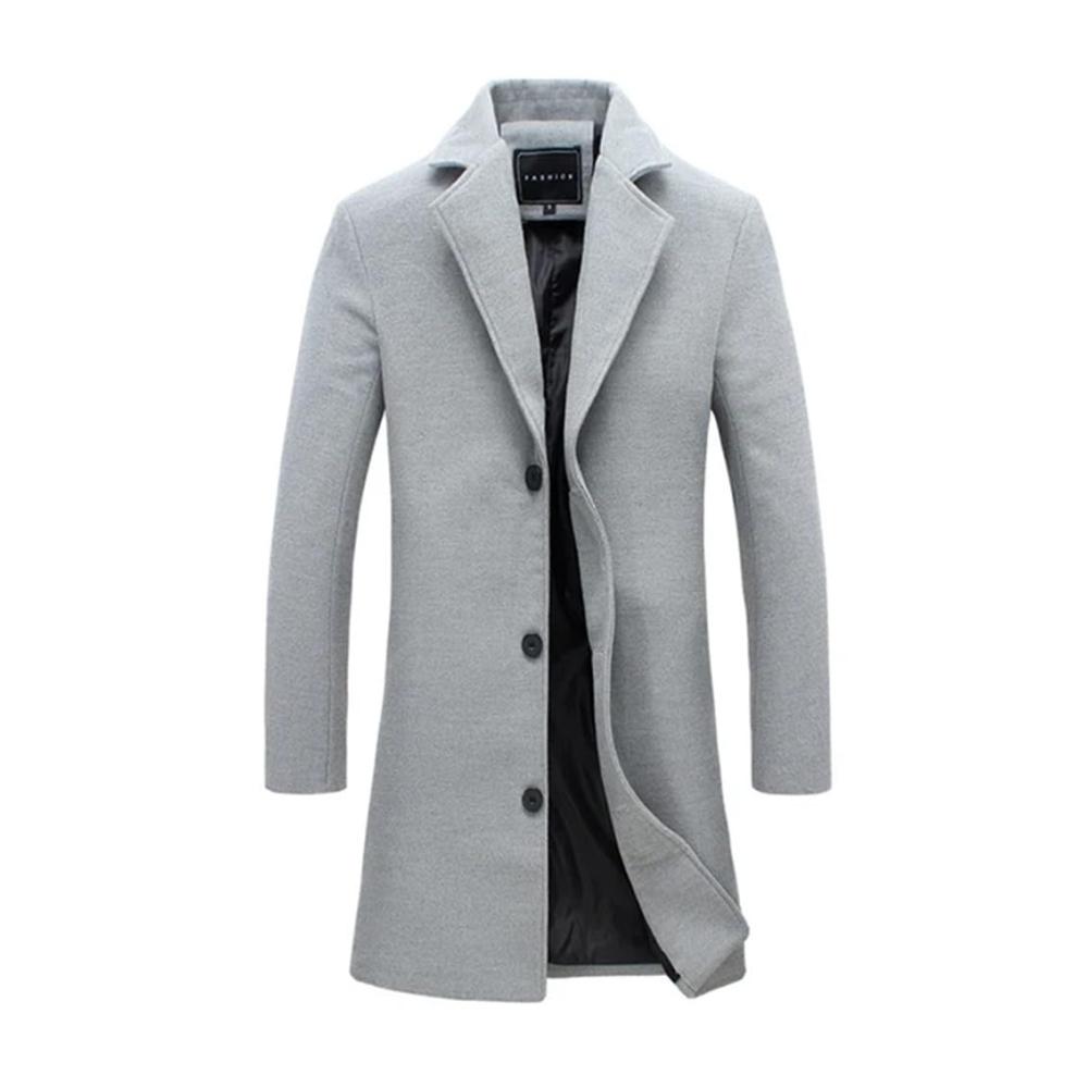 Herren Wintermantel | Einfarbig | Business Revers | Lange Ärmel | Bequemer Alltagsovercoat
