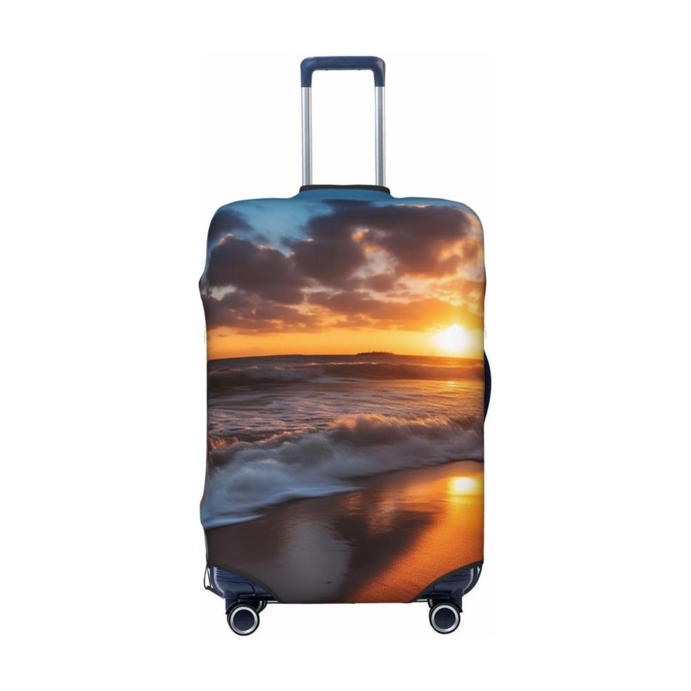 Erleben Sie stilvollen Schutz auf Reisen Sonnenaufgang am Meer! Elastische Kofferabdeckung für 457-813 cm Gepäck. Modisch Schwarz passend für mittelgroße Koffer & Trolleys