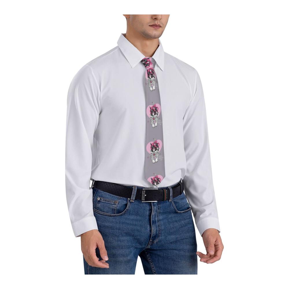 Entdecke den Stil Elegante Französische Bulldogge mit Herzbrille Herren-Krawatte – Originelle Seide für Arbeit und Party