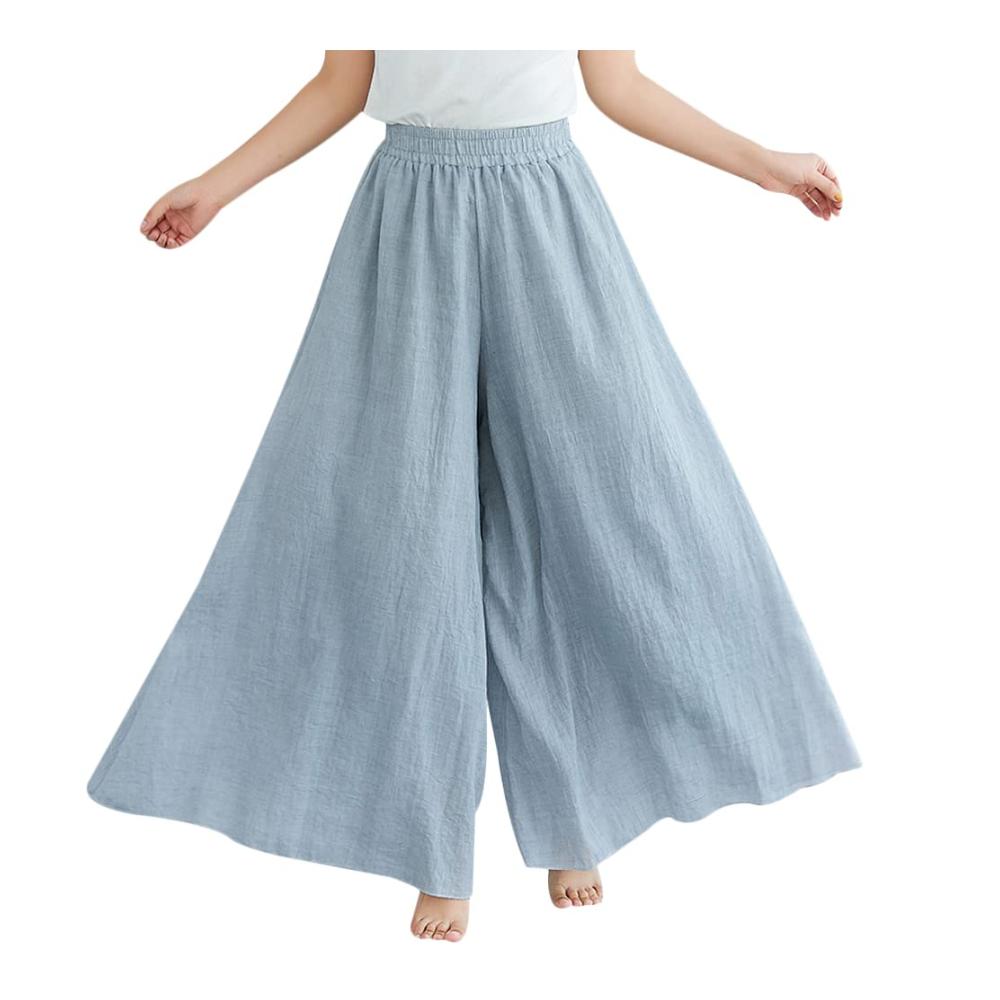 Bequeme Damenhose aus Baumwolle & Leinen - Weite Loungehose für Freizeit Sport & Yoga - Lockere Jogginghose in 12 Farben