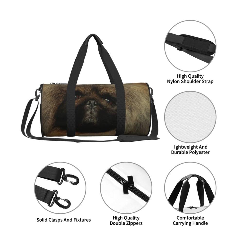 Elegante Reisetasche mit niedlichem Pekinese-Druck | Wasserdicht | Wochenendtasche & Handgepäck für Damen und Herren | Schwarz | Einheitsgröße | Ideal für stilvolles Reisen