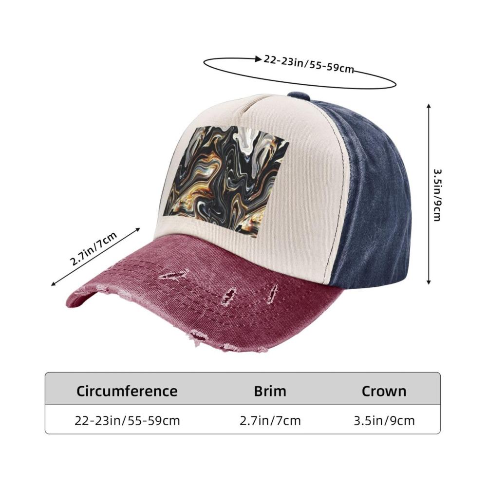 Abstrakte Marmor-Tinte Unisex Baumwoll-Denim-Baseballcap für Outdoor-Sport und Freizeitaktivitäten