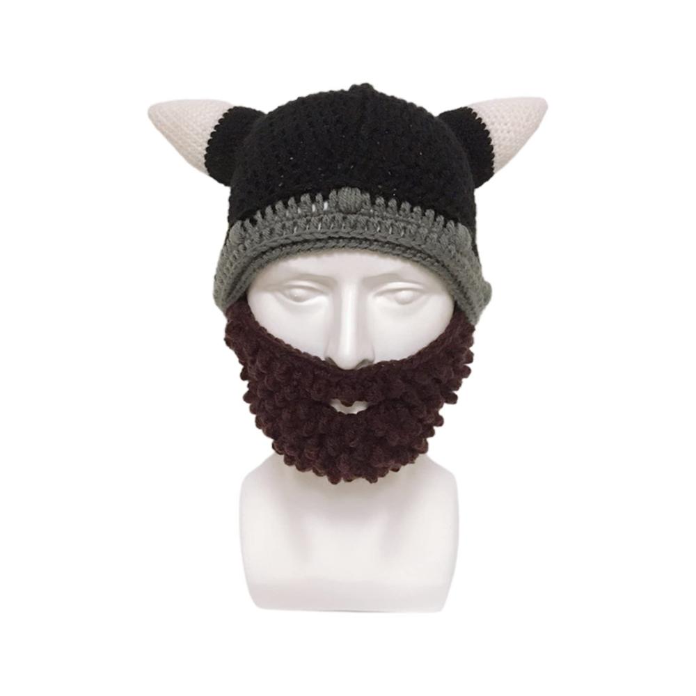 Einzigartiger Horn-Hut Lustige Strickmütze mit Schnurrbart-Maske für kreative Köpfe! Handgemacht für Komfort und Stil. Perfekt für Frühling und Herbst. Hält warm und schützt