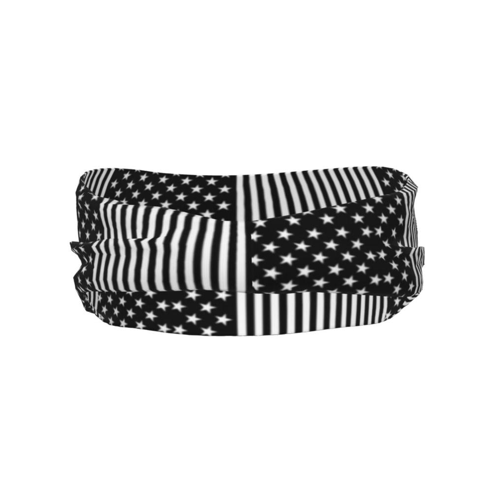 Elastisches Sport- und Fitnessband mit US-Flagge für Damen und Herren ideal für Laufen Wandern Angeln Yoga schwarz-weiß