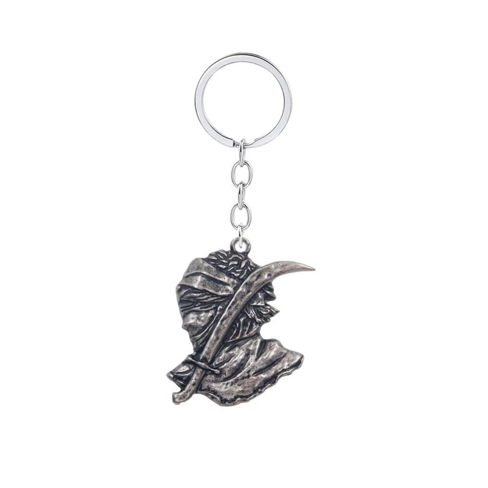 Stilvoller Schlüsselanhänger für Herren Elden Ring Waffe Schwert Metall Cool - Grau One Size - Hochwertiger Schlüsselring & Schlüsselband Set für Männer