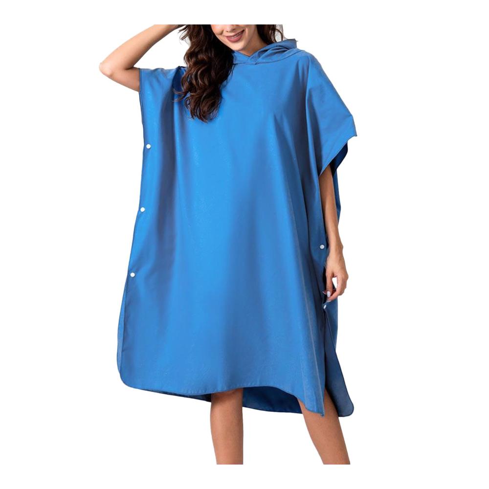 Einzigartiger Bademantel für Damen Leichter Surf Poncho mit Kapuze und Knöpfen - Schnelltrocknendes Mikrofasermaterial für Strand Sauna und mehr