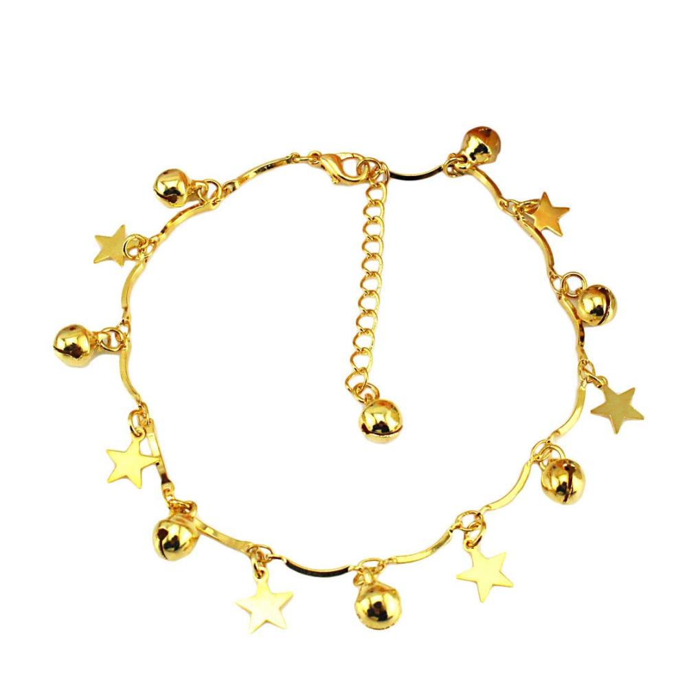 Entdecken Sie den zauberhaften Charme Damen Fußkettchen für sonnige Tage – BINGDONGA Ankle Beach Armband Sandale mit Sternen und Glocken. Perfekt für Ihren Barfußstil