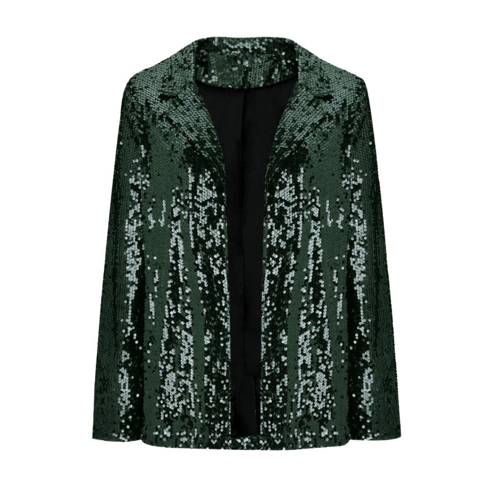 Glitzernder Paillettenblazer für Damen Eleganter glänzender Anzugblazer mit Slim Fit Langarm-Bomberjacke und Pailletten-Party-Outwear