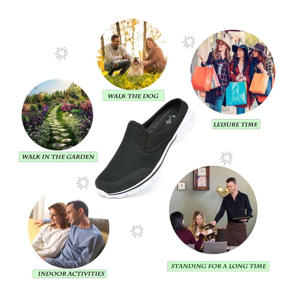 Damen & Herren Hausschuhe Atmungsaktive Clogs & Pantoletten mit rutschfester Sohle | Unisex Schwarz | Freizeit Garten & Alltag