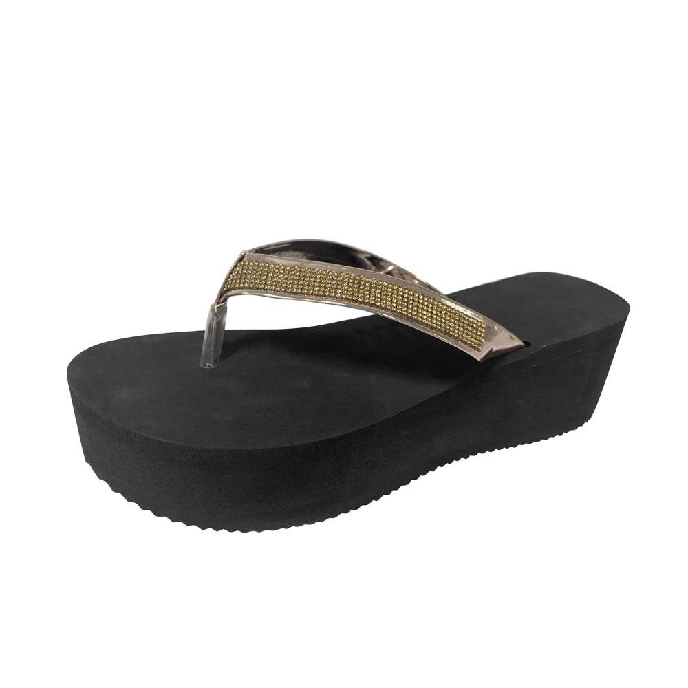 Entdecken Sie den ultimativen Komfort Sport Sandalen & Folien für Damen – Strass besetzte Open Toe Flip Flops mit Keilabsatz und Plateau perfekt für den Sommer