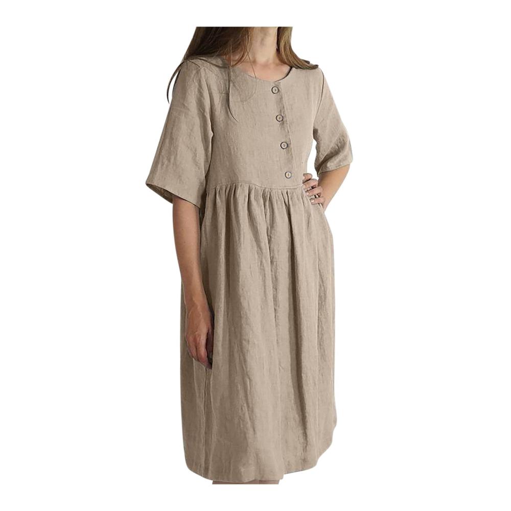 Entdecke das ultimative Sommerkleid für entspannte Freizeitmomente! Damen Lang Leinenkleid mit halben Ärmeln Vintage-Look und lockeren Strandkleid-Vibes. Jetzt zugreifen