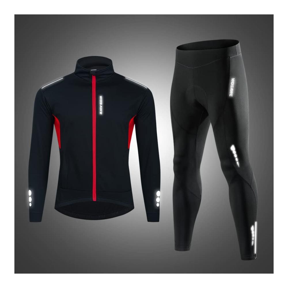 Warme Herren Winterjacke für Radfahren Winddichte Thermo Fahrradjacke mit 3D Gel gepolsterten Radhosen