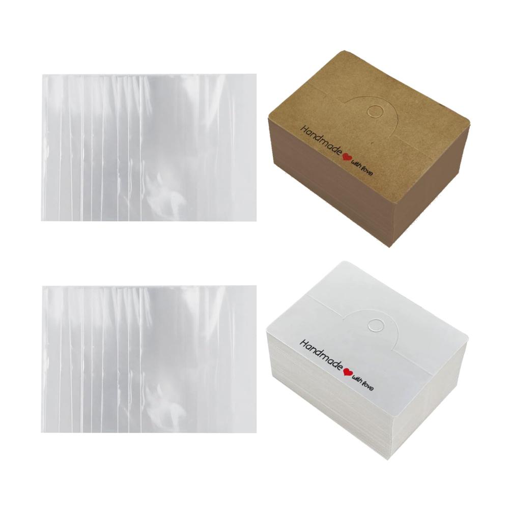 100 Stück 8 x 6 cm Schmuck-Armband-Displaykarten handgefertigt mit Liebe Aufdruck kraft Papier Karte Hängeetikett Kartonverpackung Anhänger Präsentationskärtchen Schmuckkästen