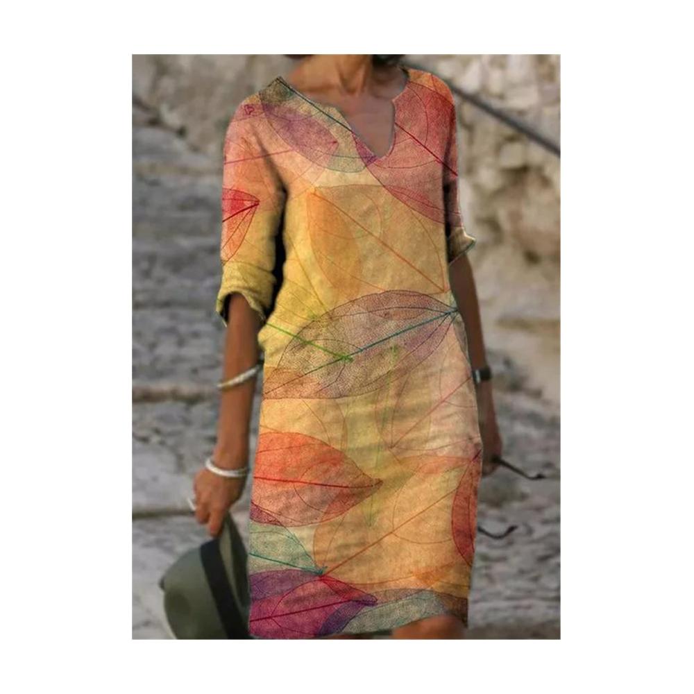 Entzückendes XXL Damenkleid Locker geschnitten mit Rüschen toller Print für Casual Party & Eleganz. Perfekt für Plusgrößen. Holen Sie sich jetzt