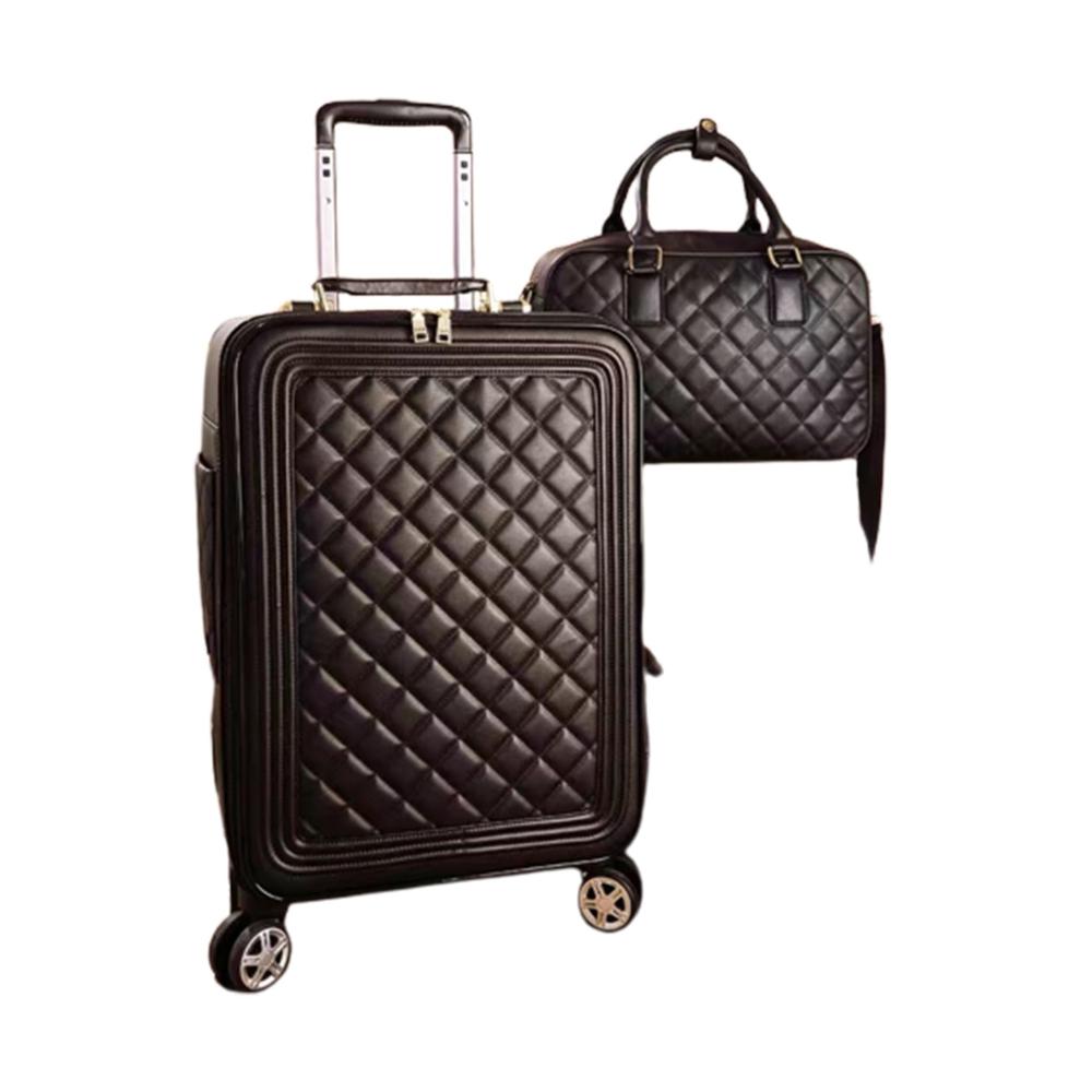 Exklusives 2er-Pack Gepäckset mit Passwortschloss luxuriöser Retro-Trunk-Softside-Trolley-Koffer für stilvolle Reisen mit Gratis-Kosmetiktasche