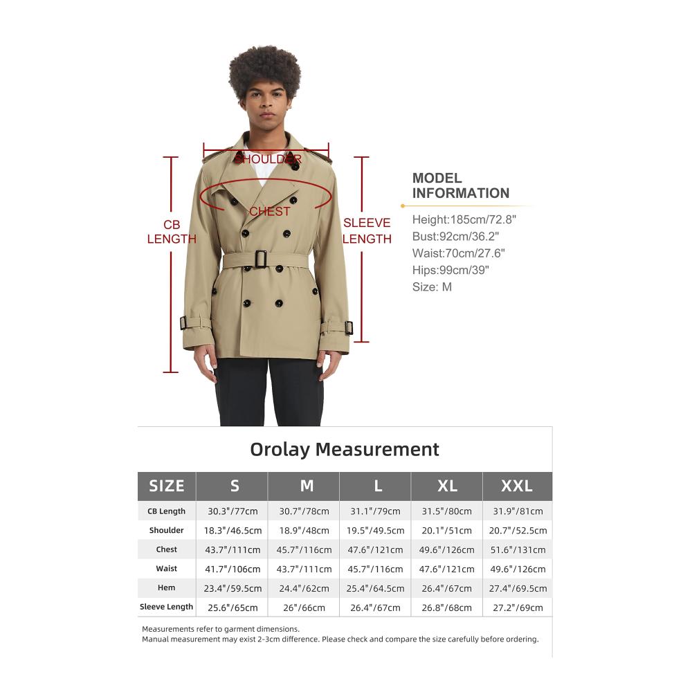 Stilvoller Herrenmantel Klassischer Zweireiher mit Gürtel für windige Tage - Eleganter Übergangsmantel in Khaki Größe XL. Entdecken Sie zeitlose Eleganz