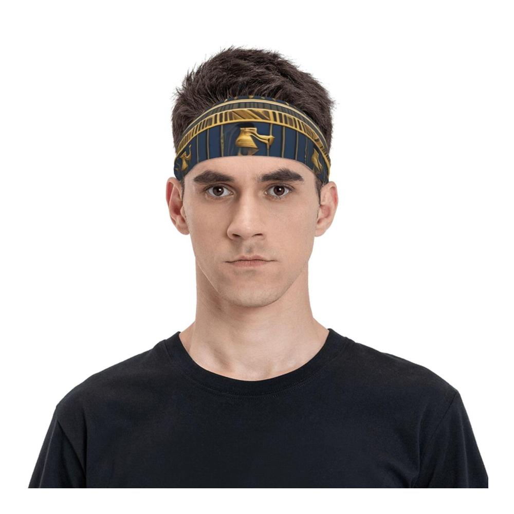 Ägyptische Pharaonische Fresken Stirnband Elastisches Feuchtigkeitsableitendes Haarband Geeignet für Laufen Fitnessstudio Yoga Herren Damen
