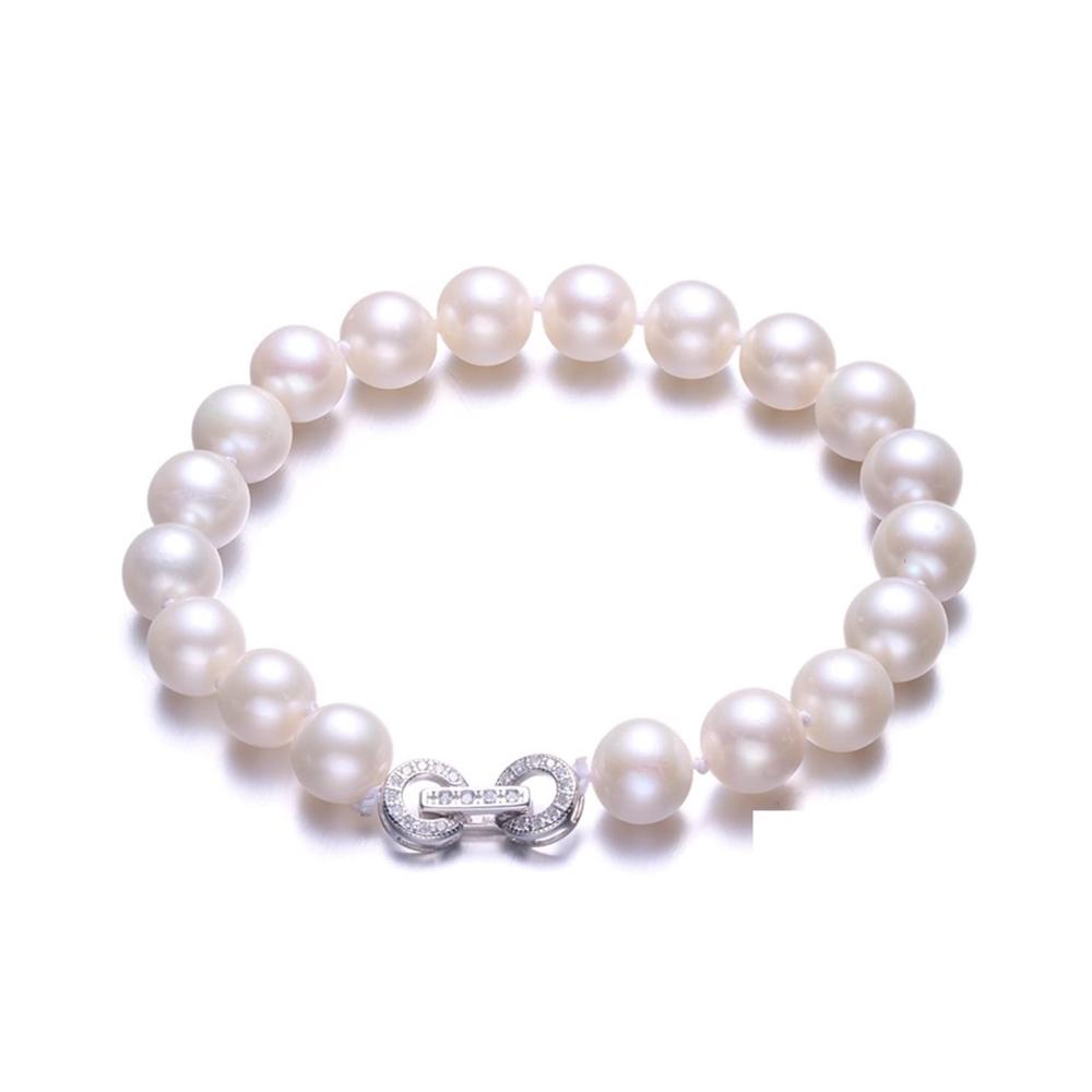 Luxuriöse Perlenkette mit natürlichen Süßwasserperlen - Elegantes Accessoire in feiner Silberschmuck-Geschenkbox für stilbewusste Frauen - Ein Glücksbringer der Extraklasse (Farbe 8-9mm