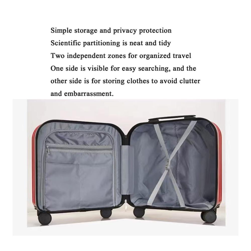2-teiliges Gepäck-Reise-Set für Studenten Spinner-Koffer 18 / 20 + Kosmetiktasche 14 mit Code-Schloss in Pink