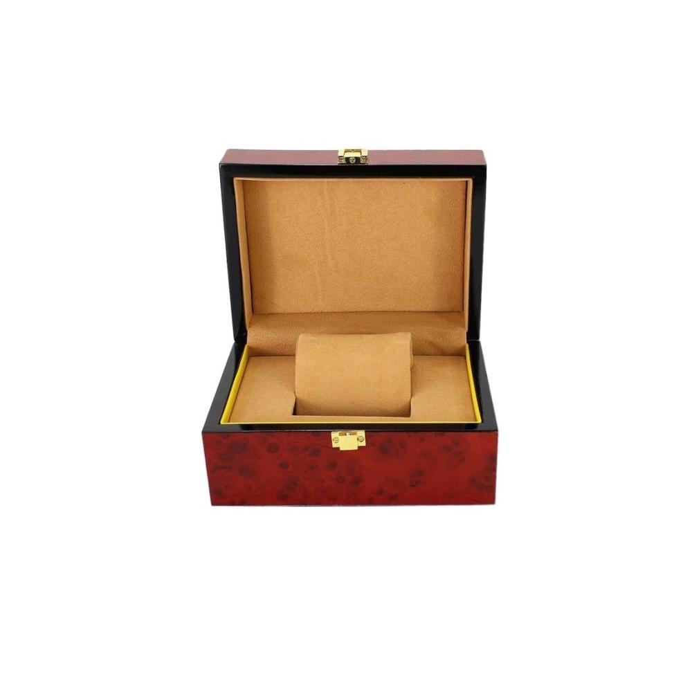 Luxuriöse Aufbewahrungsbox für Uhren Helle Uhrenbox mit Holzfarbe und Rosenholzmaserung - Praktische und stilvolle Uhrenbox zur sicheren Aufbewahrung Ihrer Zeitmesser