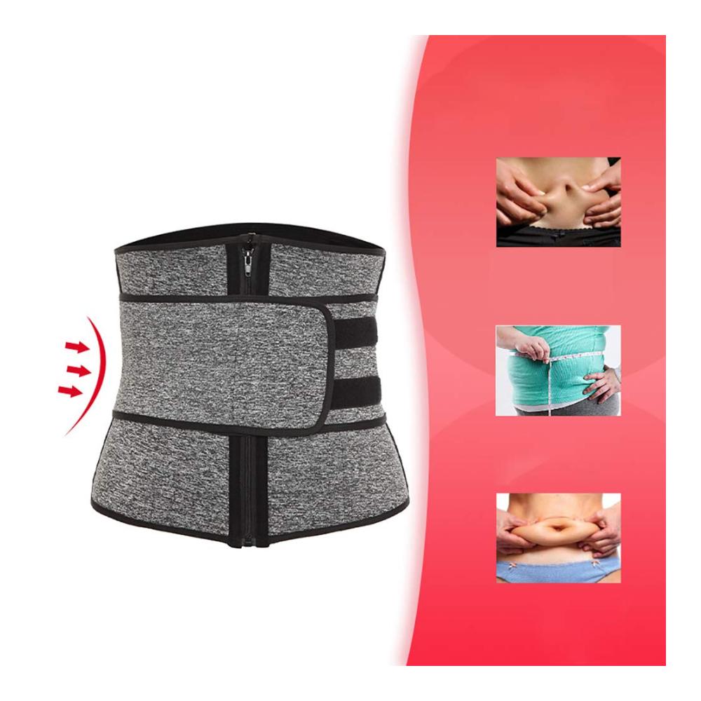 Taillenmieder für Damen - Bauchweggürtel verstellbar Sport Korsett Gurt Fitnessgürtel Waist Trimmer Grau L