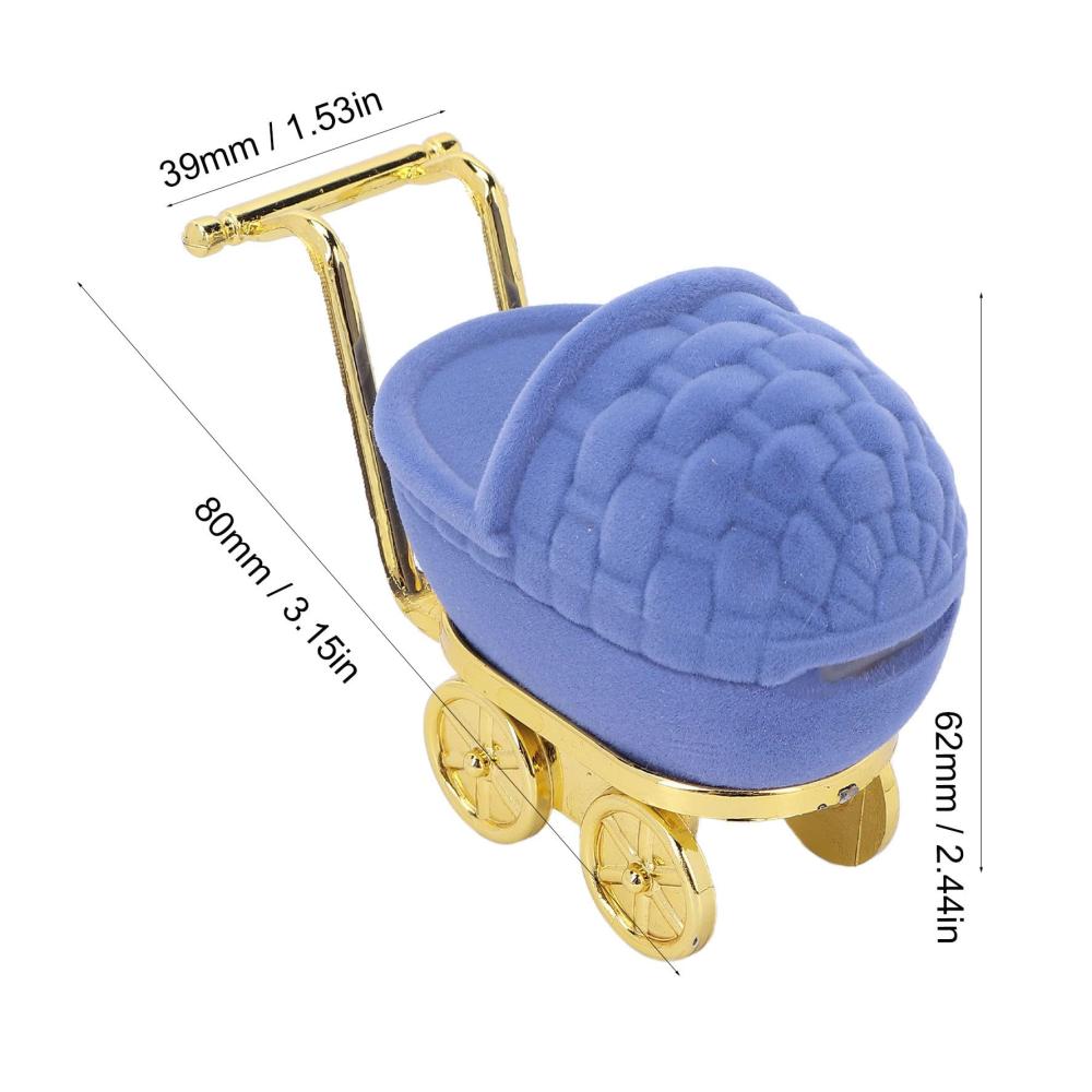 Behalten Sie Ihre Erinnerungen sicher Kinderwagen-Schmuckschatulle mit Retro-Charme. Dekorativ und niedlich perfekt für Babyzähne Ringe und Ohrringe. Blau mit weichem Futter