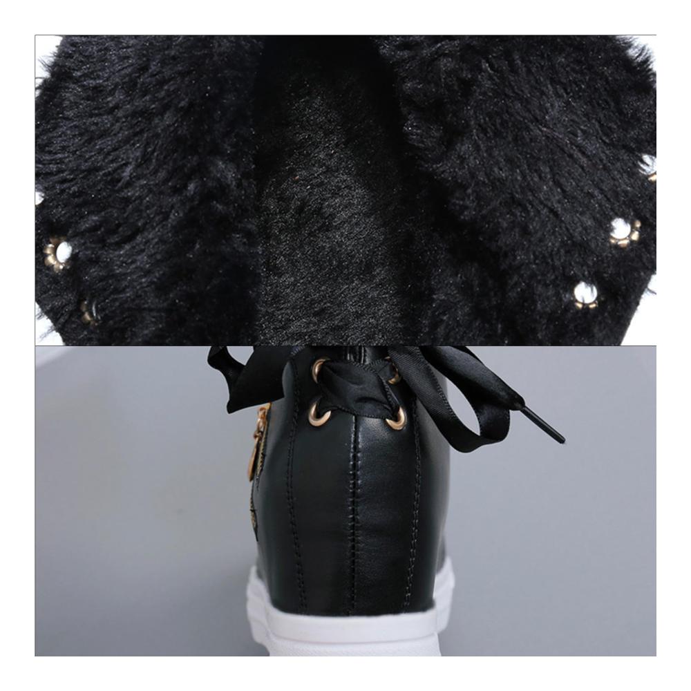 Damen Winter Plüsch Stiefeletten mit unsichtbarer Erhöhung und warmem Futter für Komfort - Kurze Stiefeletten für Damen Mädchen und Teenager