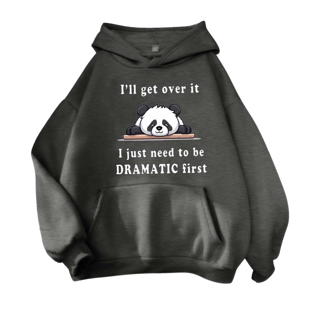 Trendiger Damen Fleecepullover Oversize Hoodie mit Vintage-Flair Cartoon-Grafiken und Reißverschluss. Perfekt für stylische Damen