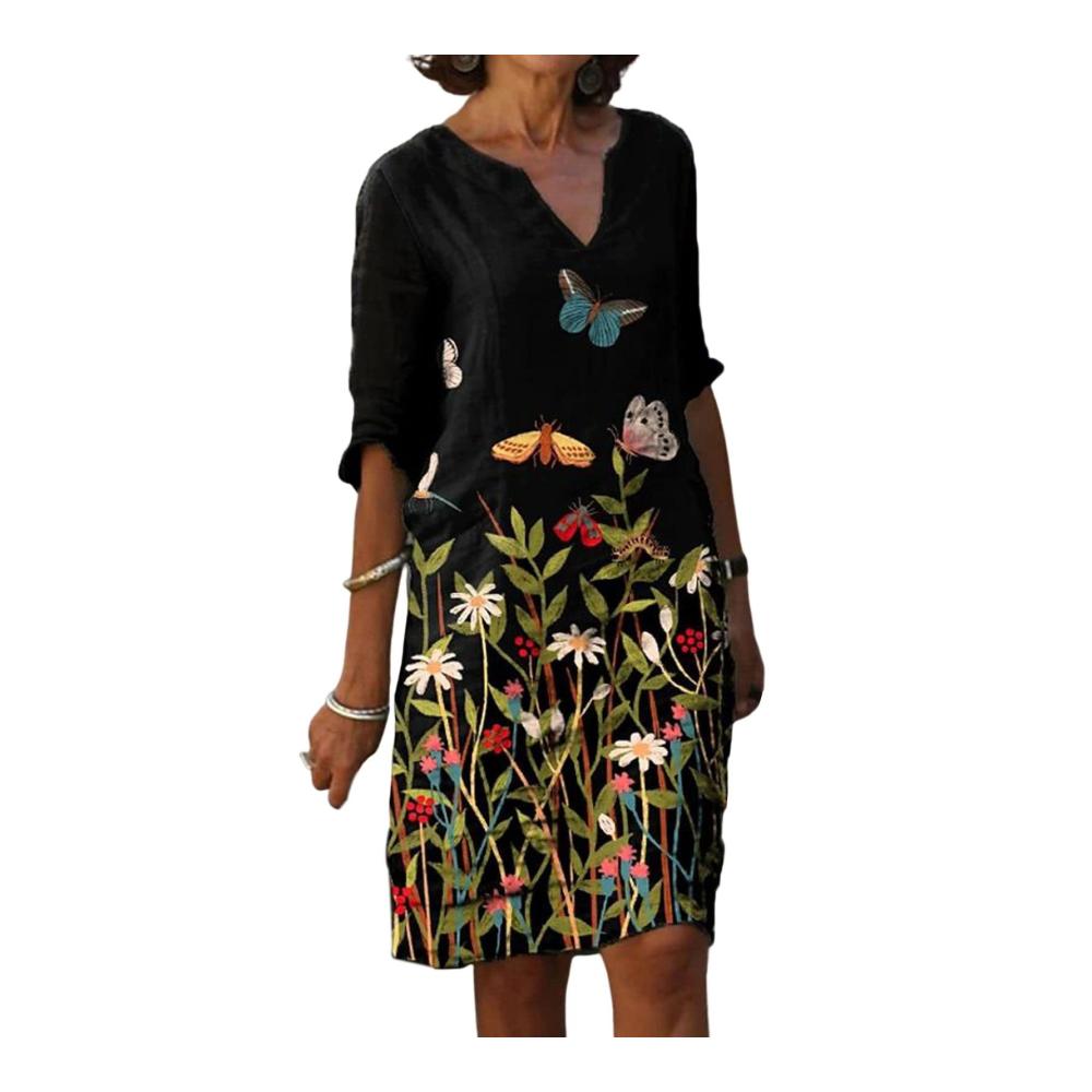 Entspannter Freizeit-Look Damen Strandkleid mit elegantem Druck für den perfekten Sommerstil