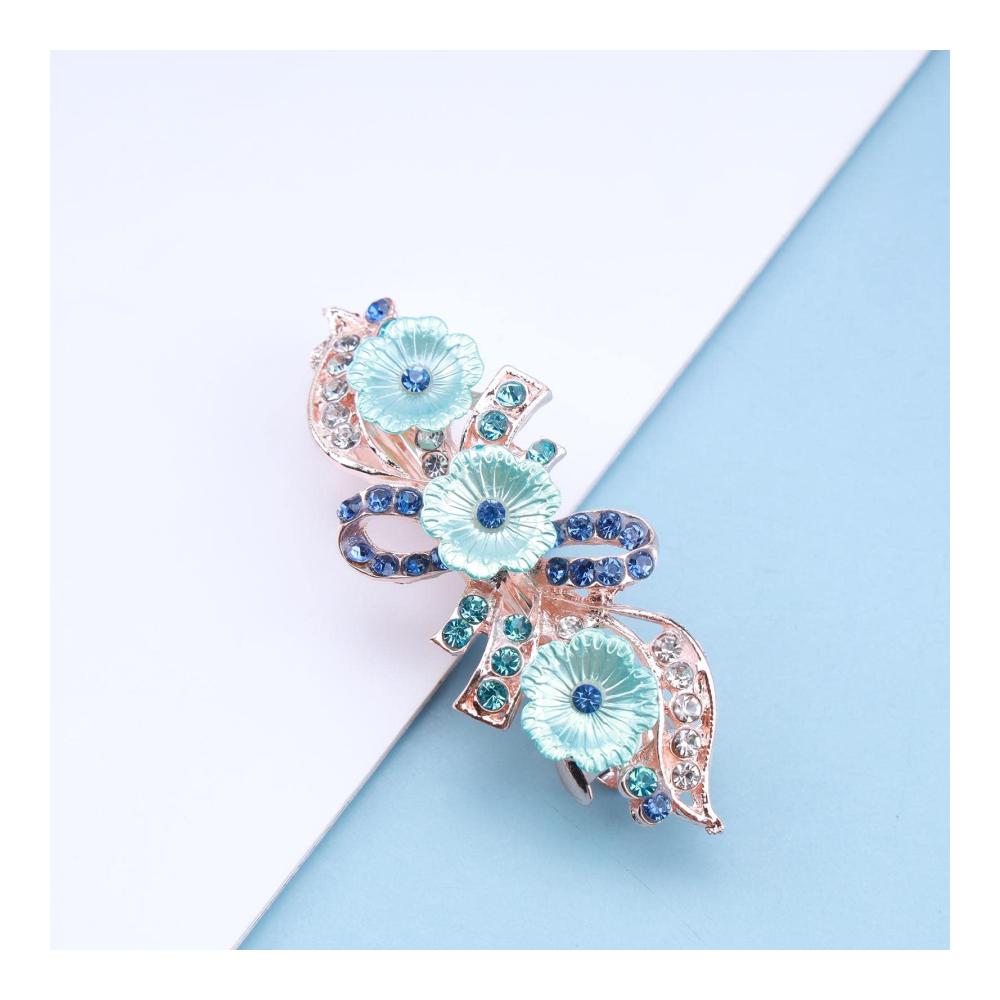 Exquisite Strass Blumen-Haarnadeln für Bräute Funkelnde Blaue Bogen-Kristall Barrettes - Elegantes Haar-Zubehör für Hochzeiten und Besondere Anlässe
