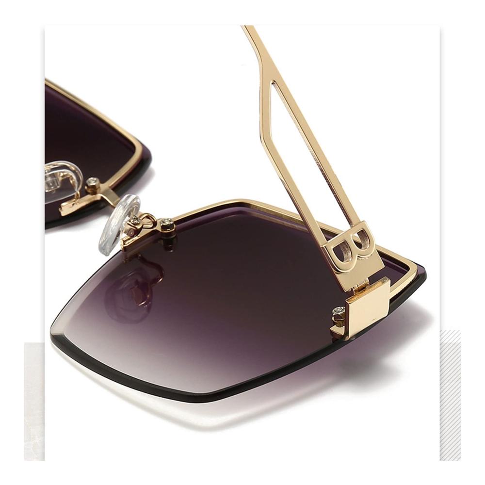 Entdecke den Stil Rahmenlose Sonnenbrille mit polygonalem Verlauf - Perfekte Ergänzung für den Modetrend A! Schütze deine Augen mit Stil