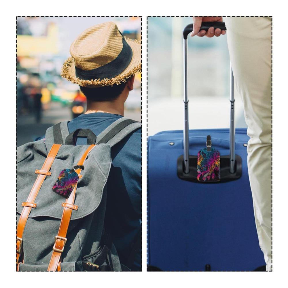 Entdecken Sie die Vielfalt 2er-Pack Koffer- & Taschenanhänger mit bunten abstrakten Blumen Leder-ID-Etiketten Schleifen und Sichtschutzabdeckungen für Reisetaschen