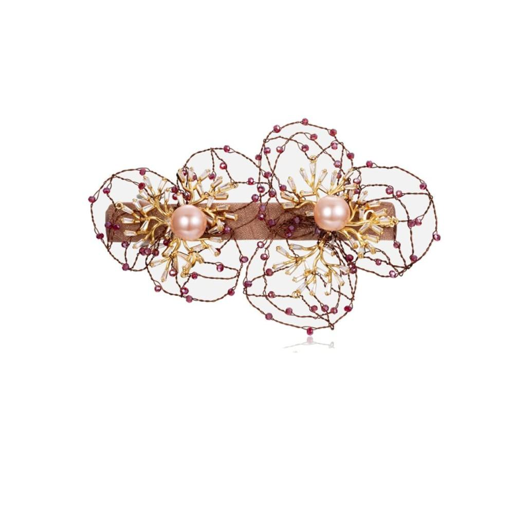 Kristall-Haarschmuck Clips Haarnadeln | Glitzernde Perlen auf geflochtenem Kupferdraht | Sommer-Fee-Haarspange für den eleganten Rückenkopf | 9 * 5.3cm in B erhältlich. Entdecke den Zauber