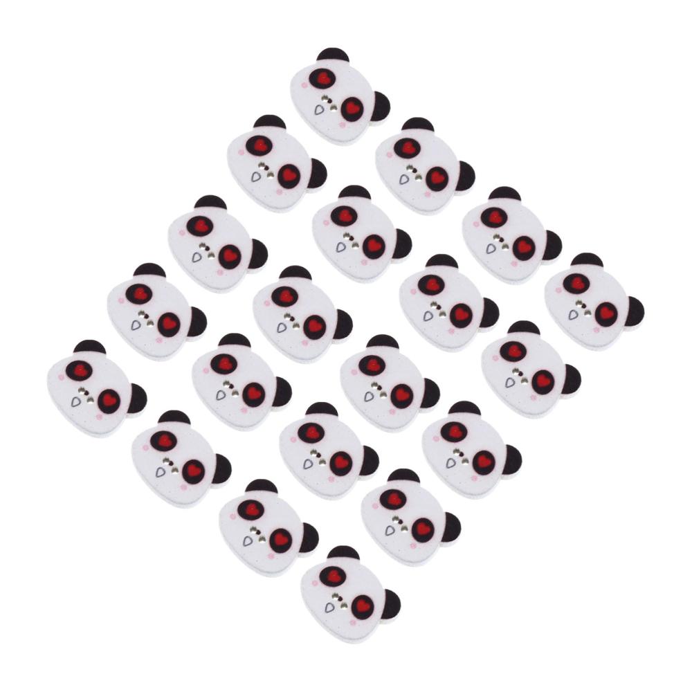 100 Panda-Kopf-Holz-Knöpfe süß & bunt vielseitig verwendbar