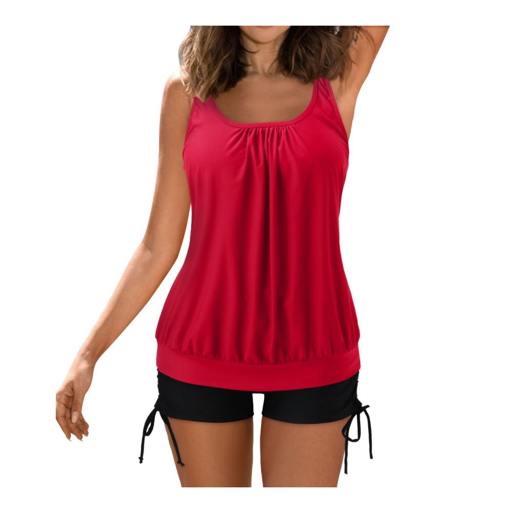 Elegante Damen-Sets Tankini Badeanzug mit Hotpants & Streifen. Bauchweg-Effekt hohe Taille attraktives Design. Perfekt für Strand und Pool! Jetzt sichern