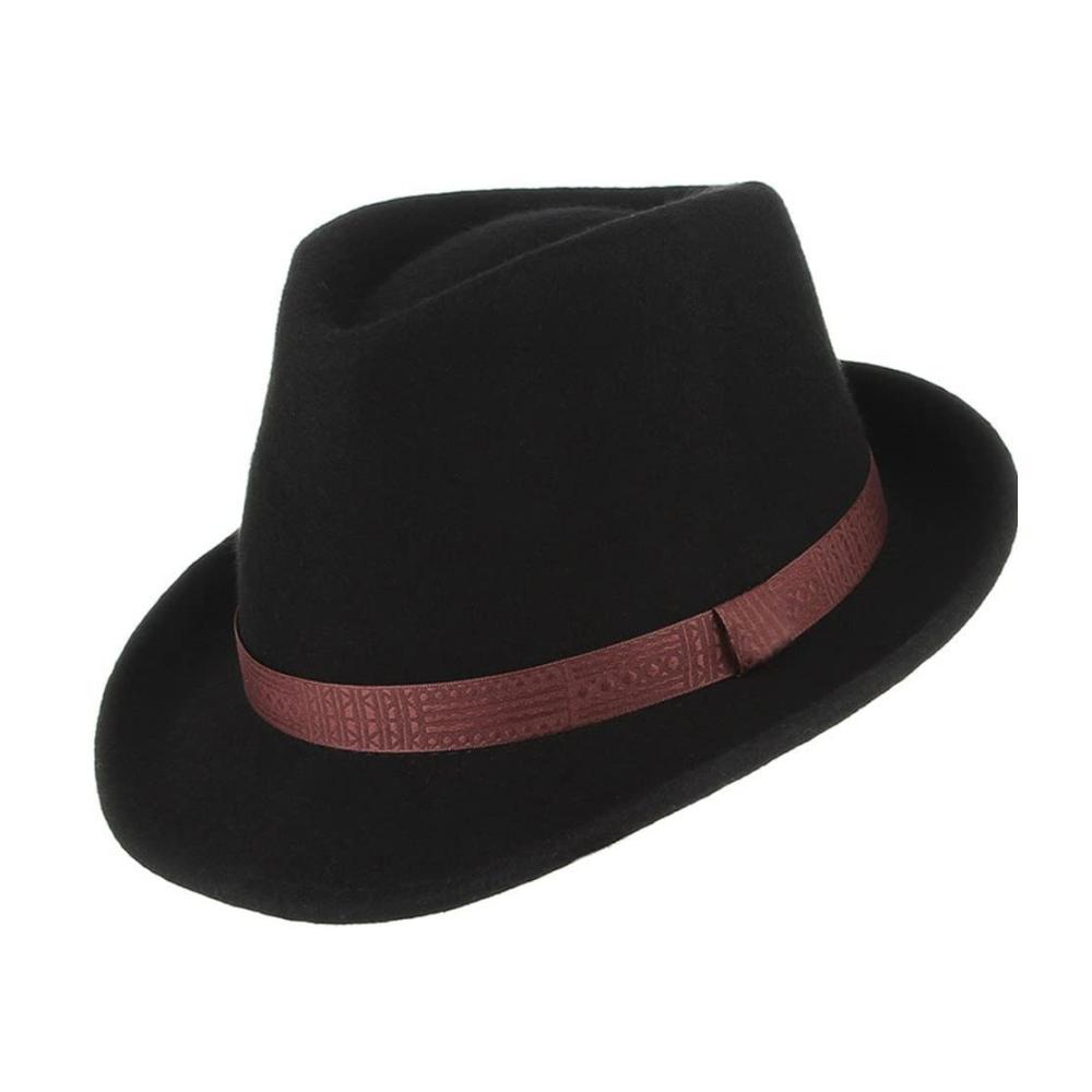Stilvoller Fedora-Hut für Herren und Damen | Klassischer Herbst/Winter Jazz Hut mit rotem Gürtel | Hochwertiges Woll-Polyester-Material | Trendiges Accessoire für jeden Anlass