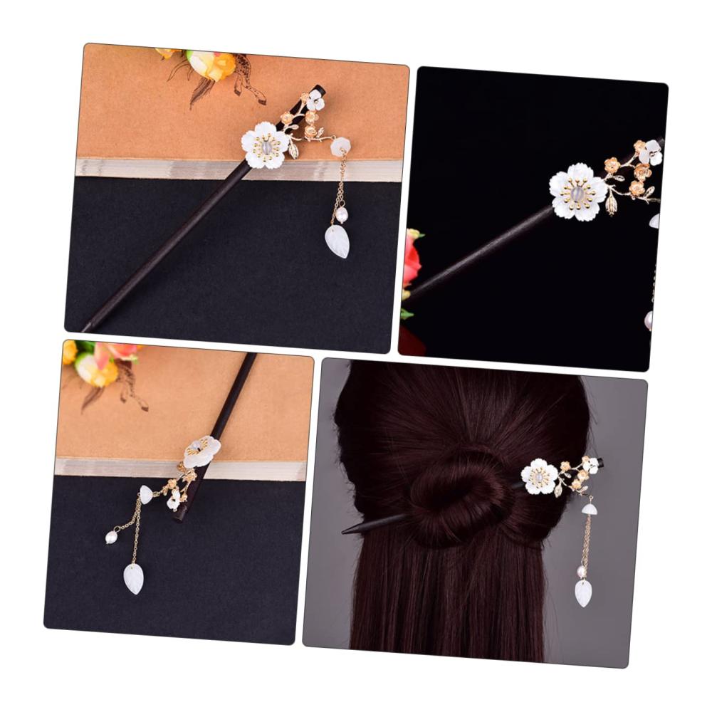 Entdecke den Vintage-Chic 3er Set Haarnadeln aus Metall für Damen - Retro-Blumenmuster Stäbchen aus Legierung und Holz - Ideales Haarschmuck-Accessoire für jede Frau