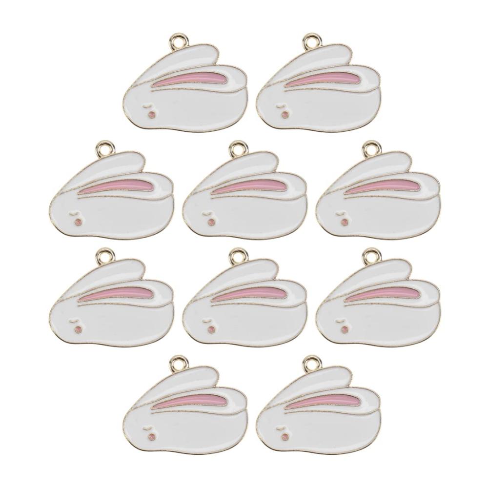 Hochwertige Kaninchen-Öltropfen-Anhänger 10 Stück entzückende Tiercharms aus Emaille für individuelle Schmuckstücke! Perfekt für Ostern und Weihnachten