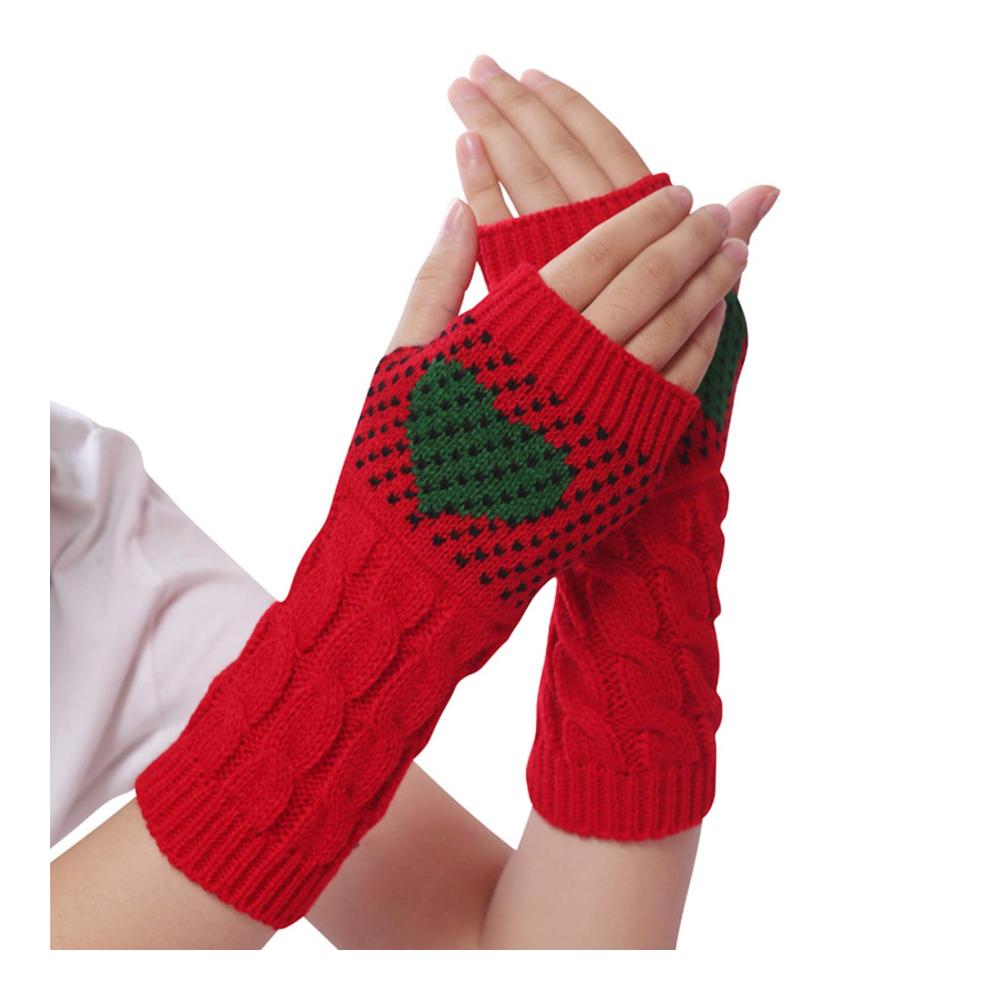 Entzückende Fingerfreiheit XuHang Damen Winterhandschuhe - Strickmuster mit süßem Herz-Jacquard für Spaziergänge Laufen und Radfahren mit Hund
