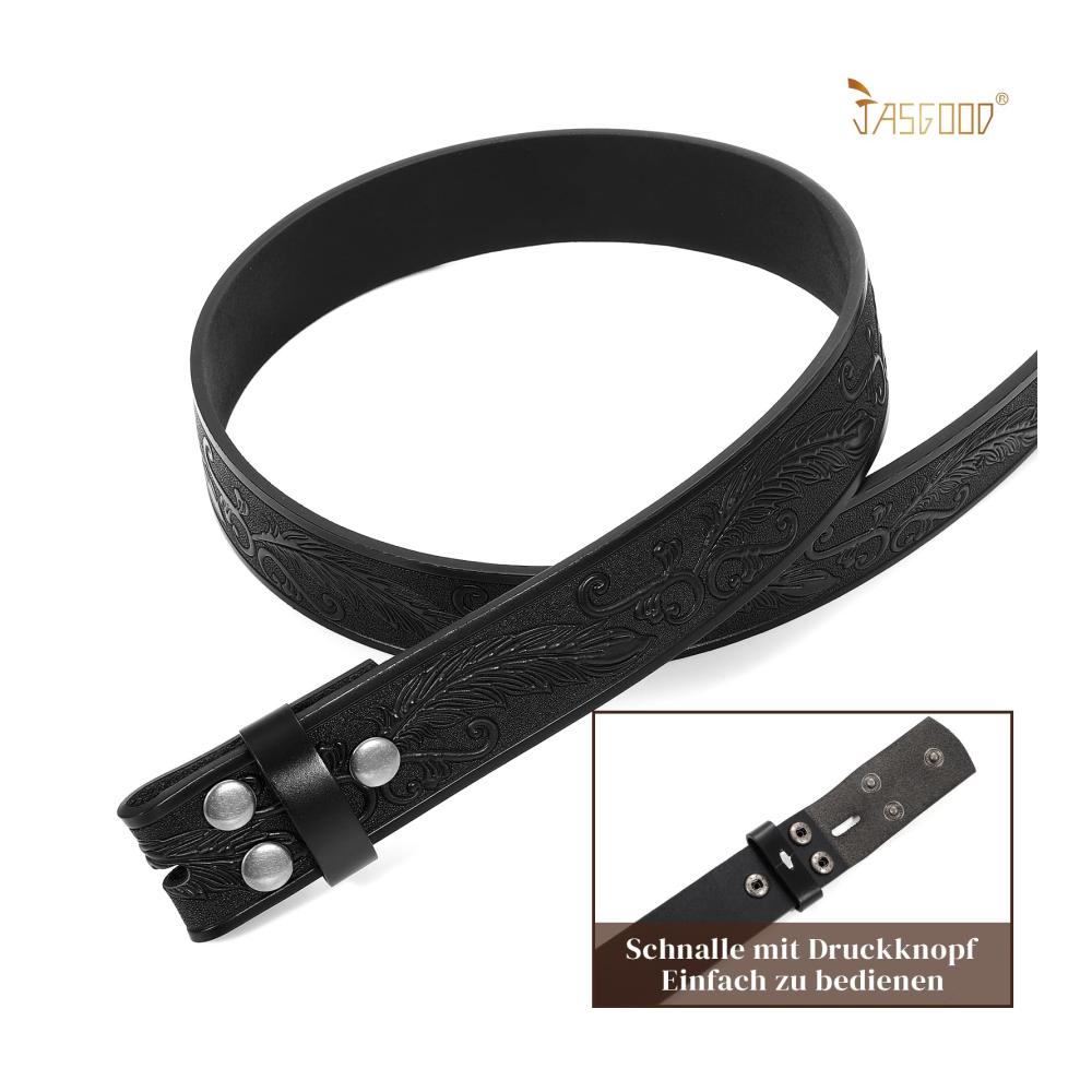 Gürtel ohne Schnalle für Herren Western-Leder breite Ausführung 38 cm austauschbar