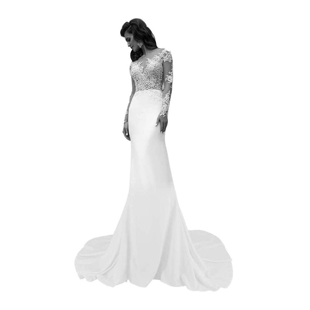 Einzigartiges Brautkleid Meerjungfrau-Stil mit zarter Spitze und langen Ärmeln - Perfekt für Ihren großen Tag! Exquisite Eleganz in Satin für die moderne Braut