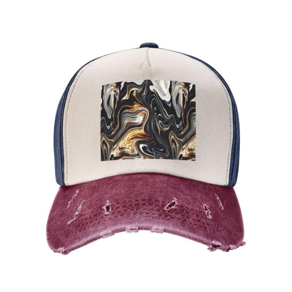 Abstrakte Marmor-Tinte Unisex Baumwoll-Denim-Baseballcap für Outdoor-Sport und Freizeitaktivitäten