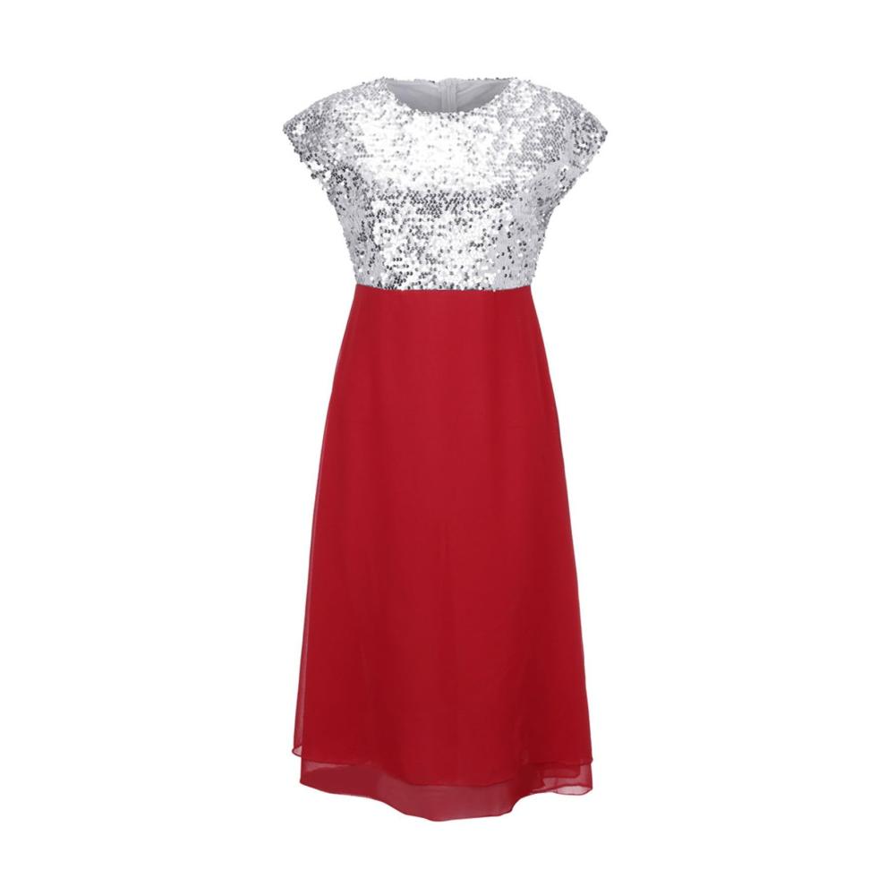 Elegantes Plus-Size-Kleid für Damen Ärmellos mit Reißverschluss Chiffon und Pailletten - Perfekt für Cocktailpartys und Abendveranstaltungen