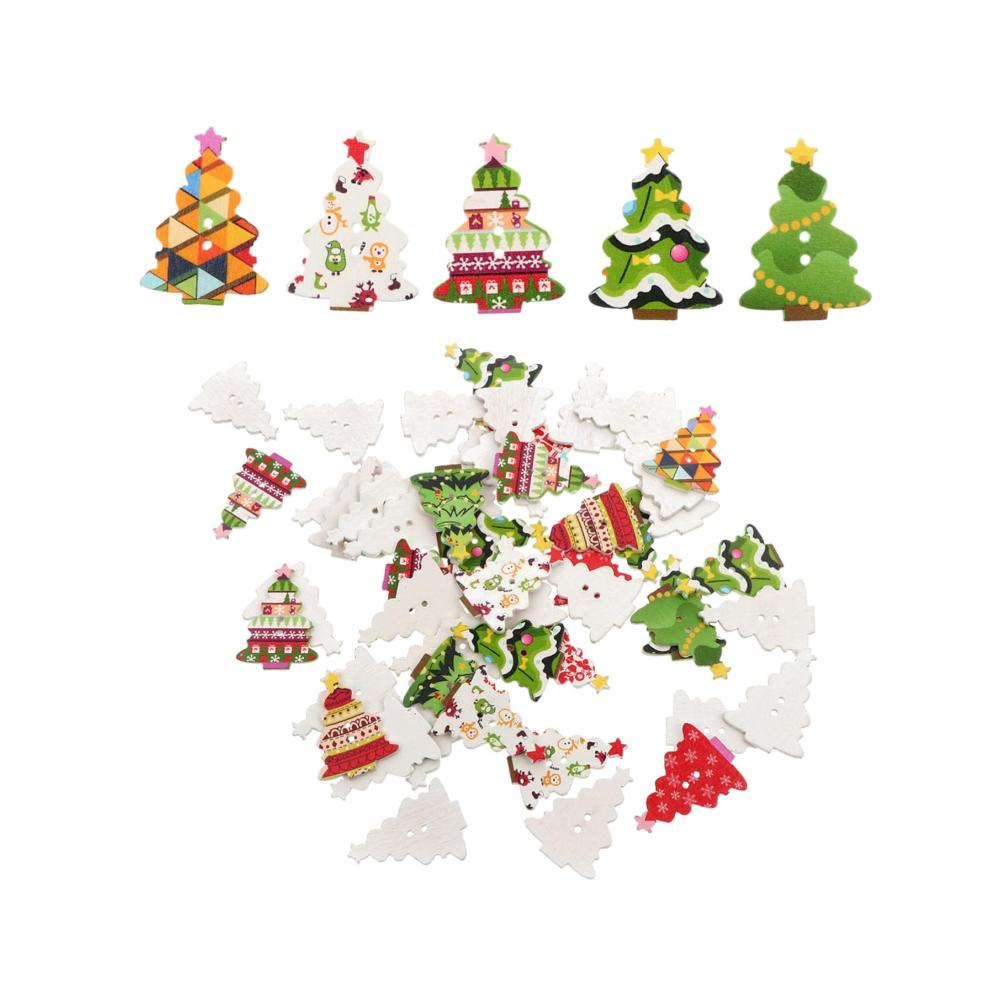 111 Weihnachtsbaum-Holzknöpfe für Bekleidung - Mini-Knöpfe für Spielzeug Anzüge Weihnachtsdekorationen