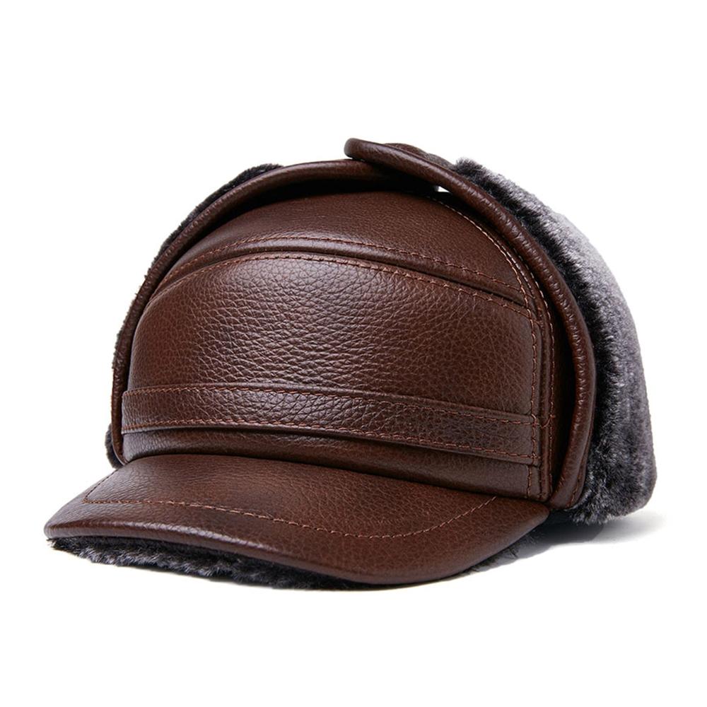 Stilvolle Fliegermütze aus hochwertigem PU-Leder Perfekter Winterbegleiter für Herren mit wärmendem Futter und trendigem Design. Entdecken Sie jetzt