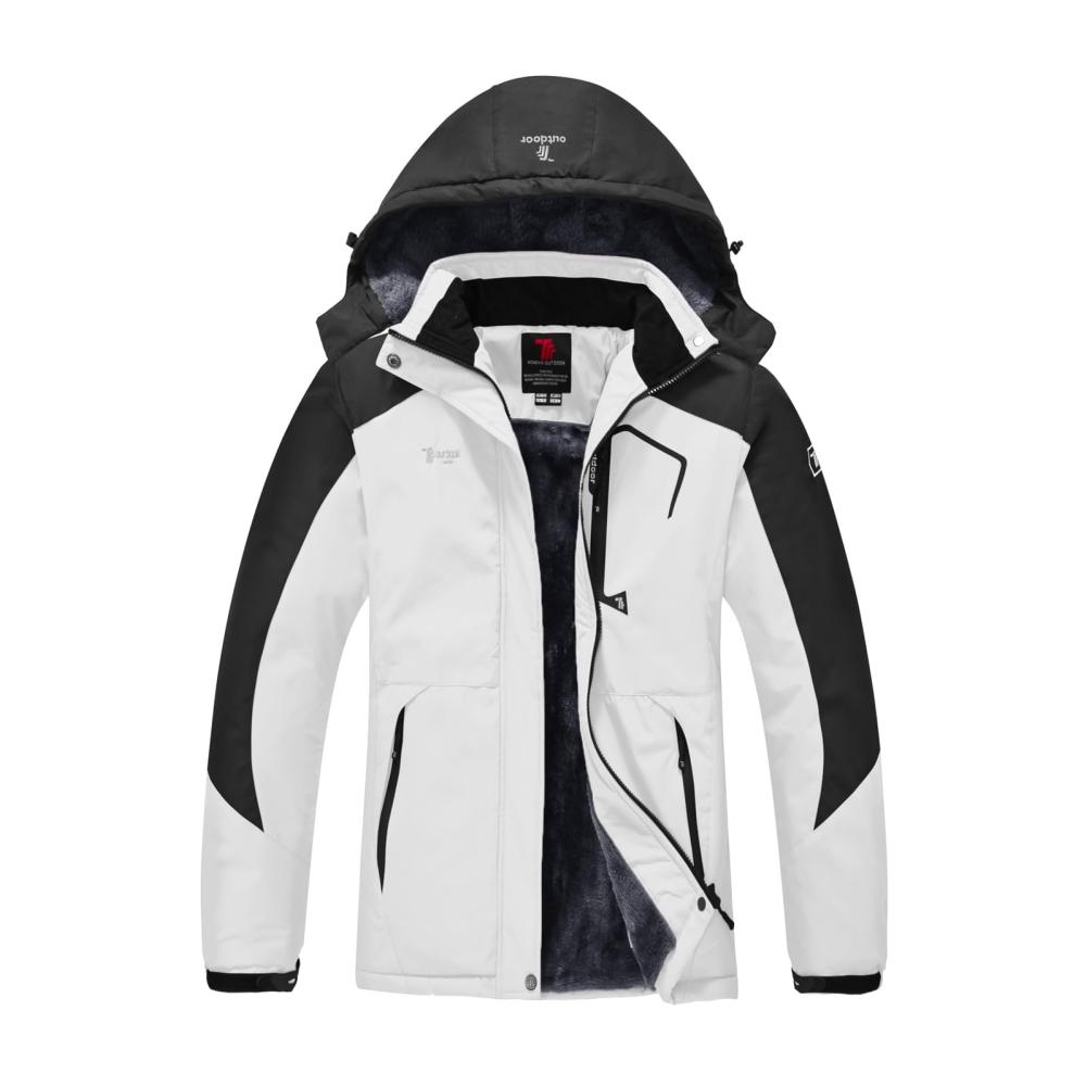 Damen Winterjacke Wasserdicht Warm Atmungsaktiv Skijacke Outdoorjacke Hooded Softshelljacke Funktionale Wanderjacke Trekkingjacke mit Abnehmbarer Kapuze