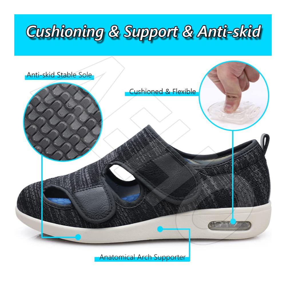 Orthopädische Walkingschuhe für Diabetiker Entlastung für geschwollene Füße. Atmungsaktives Mesh Klettverschluss Gesundheits- und Präventivschuhe für Herren und Damen