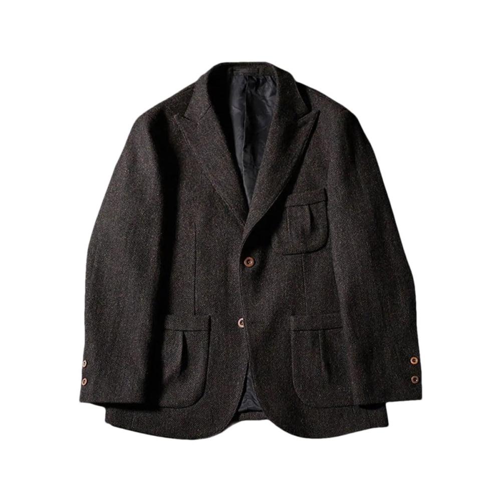 Stilvolle Eleganz Einreihige Herren-Anzugjacke aus edlem Tweed-Wollstoff - Perfekter Mix aus Tradition und Moderne für anspruchsvolle Gentlemen