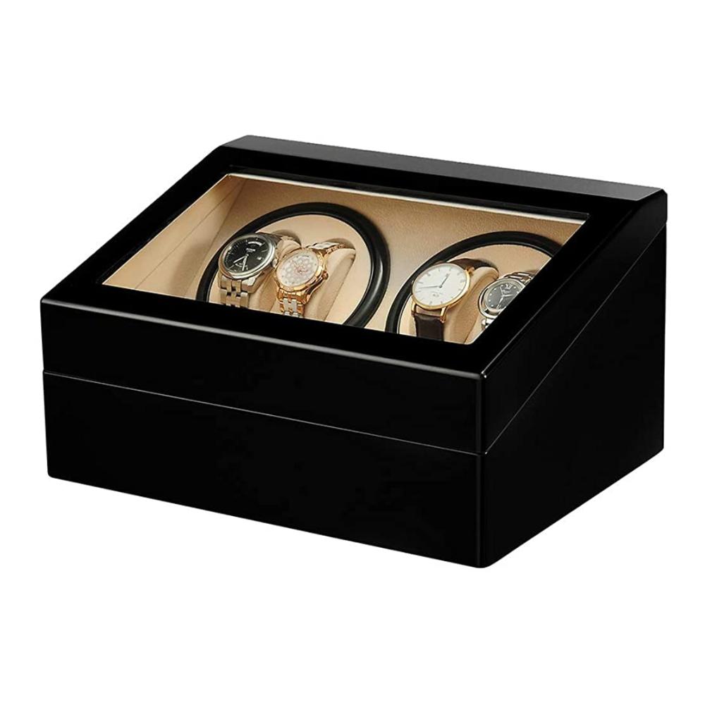 Bewahren Sie Ihre Zeitkostbarkeiten auf Luxuriöser Uhrenbeweger mit leisem Mabuchi Motor und elegantem PU-Ledergehäuse - Perfekt für Ihre wertvollen Uhren