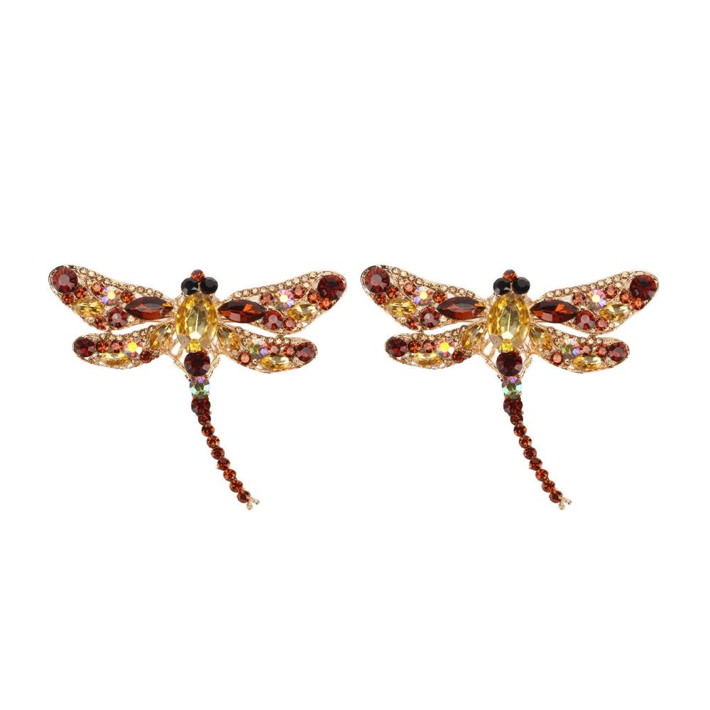 2er Pack Europäische Libellen Broschen Damen Vintage Tier Insekten Broschen Große Broschen Strass Kristall Anstecknadeln Schmuck für Frauen Mädchen